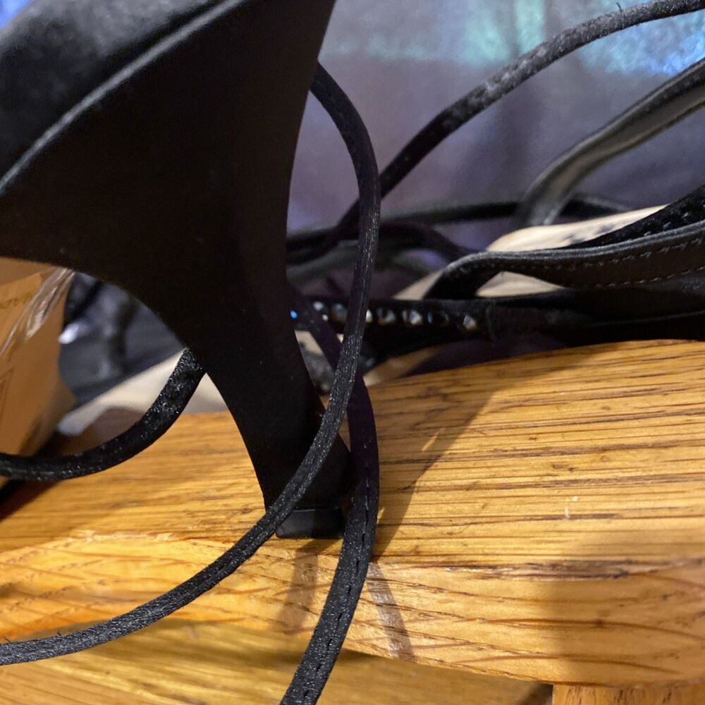 Vince Camuto Amarina Heels Size 6.5 Gladiator Straps Bling Black - Picture 5 of 9